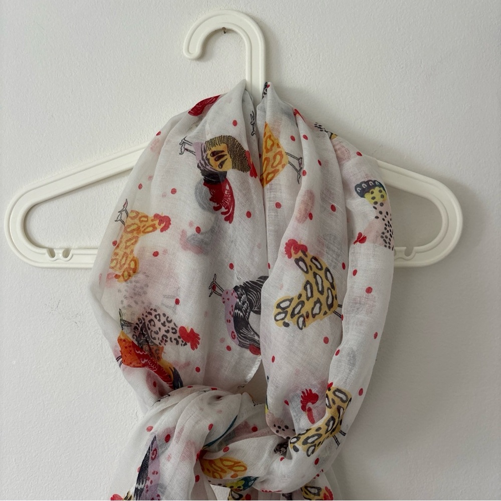Colorful Rooster Print Scarf - Picture 2 of 12